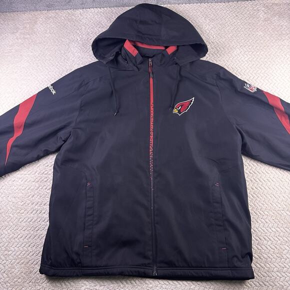 Reebok On Field Arizona Cardinals Zip Up Jacket Size Large Removable Hood - Picture 8 of 16